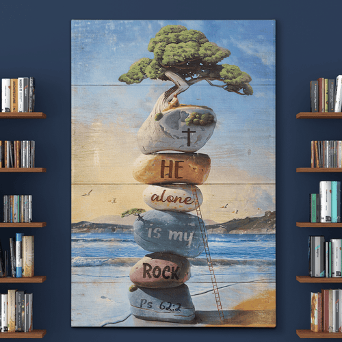 Beach Rock He Alone Is My Rock - Matte Canvas