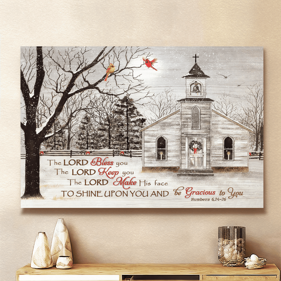 Church and Cardinal The Lord Bless You - Matte Canvas