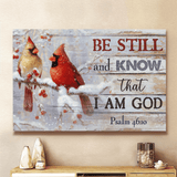 Cardinal Winter Painting Be Still And Know That I Am God - Matte Canvas