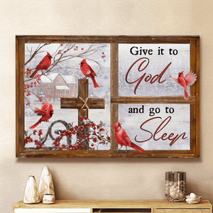 Cardinal Winter Village Window Frame Give It To God And Go To Sleep Jesus - Matte Canvas