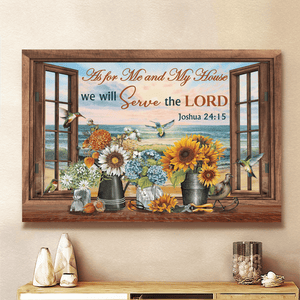 Hummingbird Flowers Beach We will serve the Lord - Matte Canvas