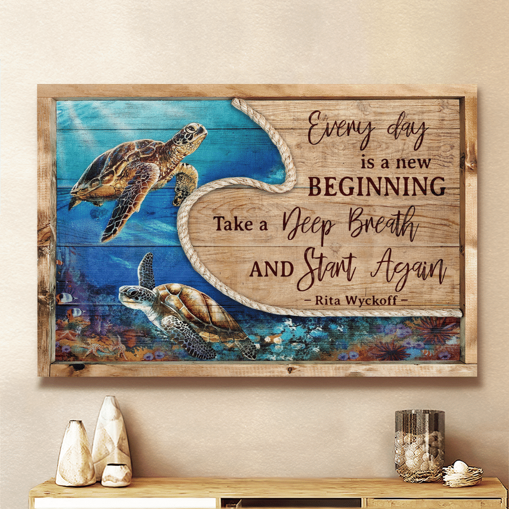 Sea turtles Every day is a new beginning - Matte Canvas