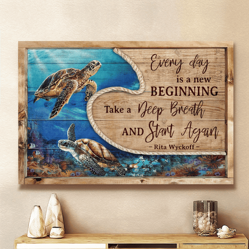 Sea turtles Every day is a new beginning - Matte Canvas