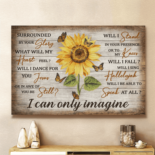 Jesus Sunflower and yellow butterfly I can only imagine - Matte Canvas