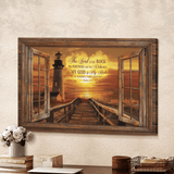 Light house Sunset painting My God is my rock In whom I take refuge - Matte Canvas