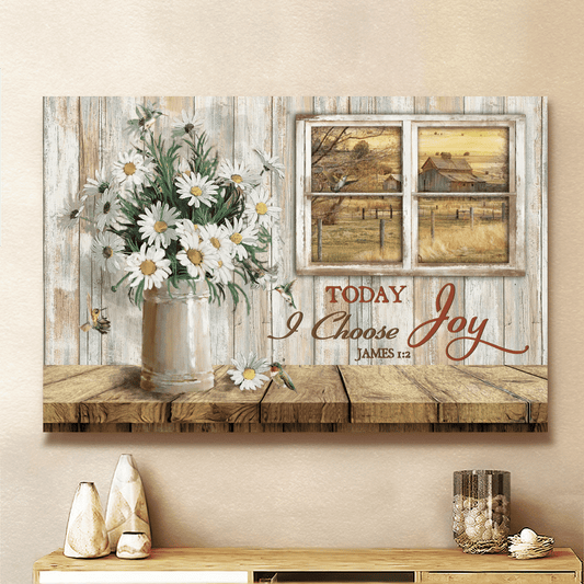 Daisy vase Today I choose joy Farm landscape - Matte Canvas