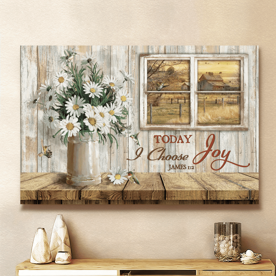 Daisy vase Today I choose joy Farm landscape - Matte Canvas