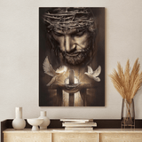 Jesus Christ Doves And Cross - Matte Canvas