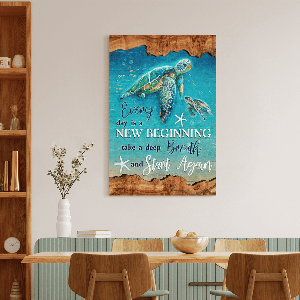 Everyday Is A New Beginning Turtles - Matte Canvas
