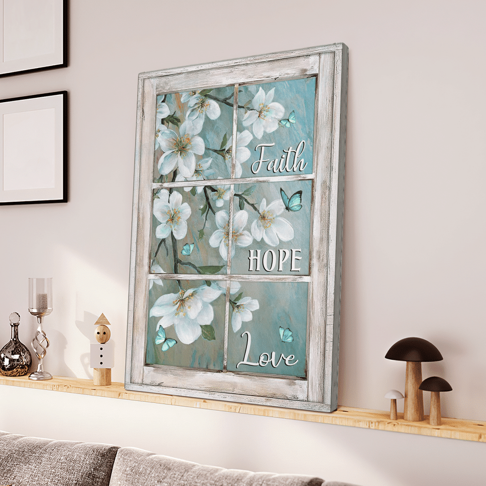 Faith Hope Love Window Background Jesus - Matte Canvas
