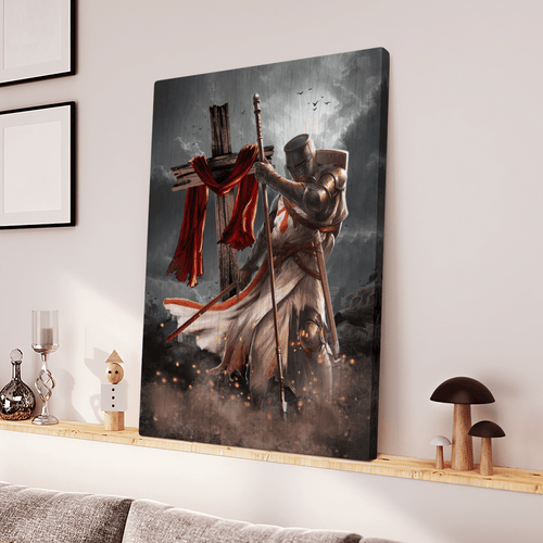 Knight Templar And Cross Jesus - Matte Canvas