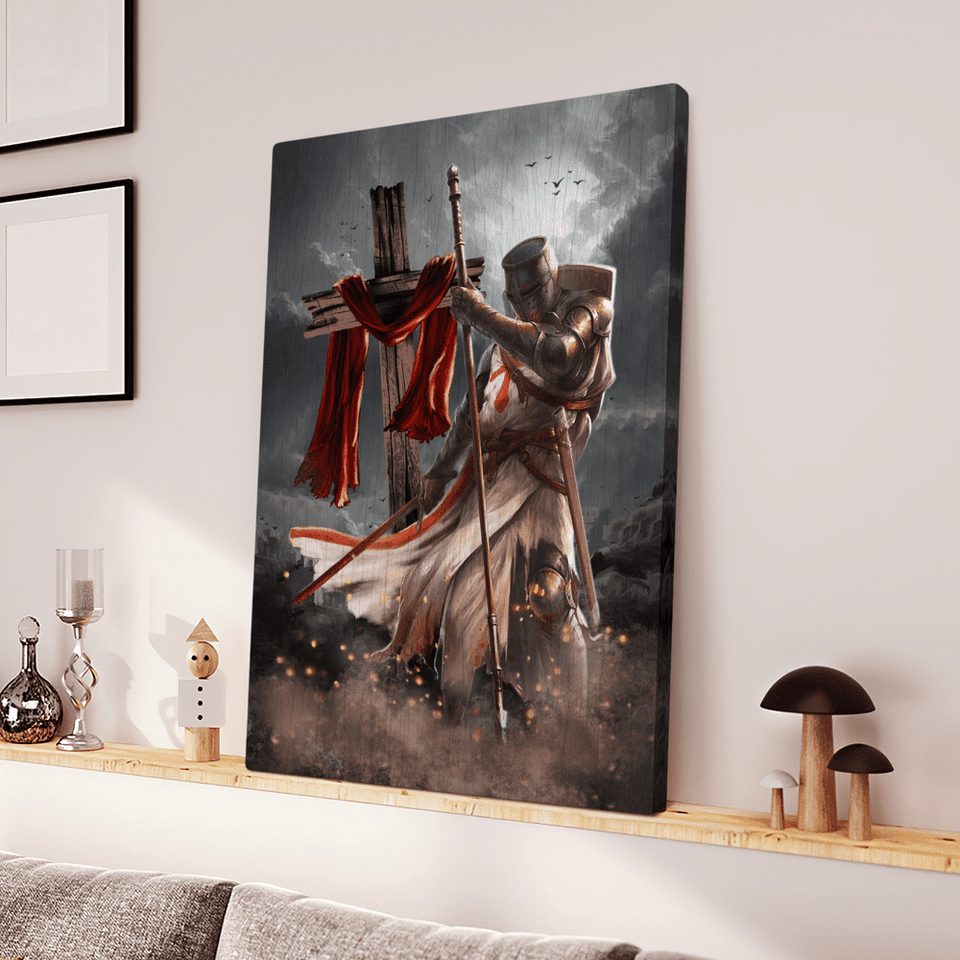 Knight Templar And Cross Jesus - Matte Canvas