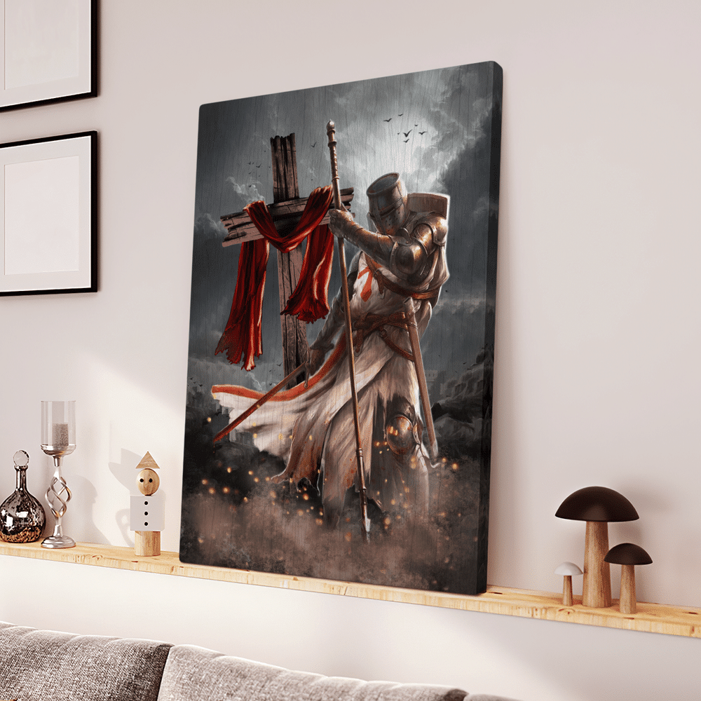 Knight Templar And Cross Jesus - Matte Canvas