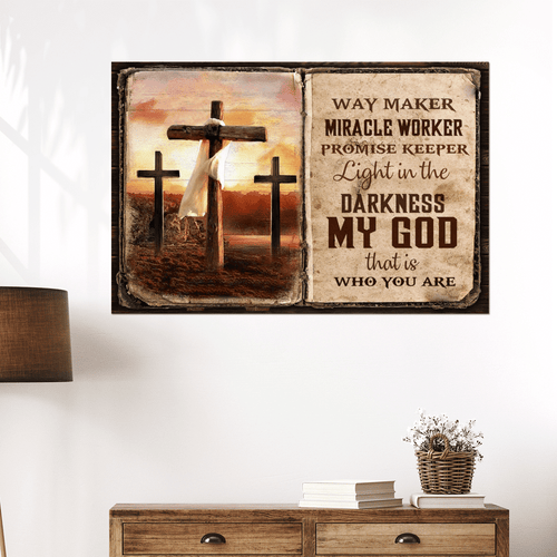 Jesus Cross Way Maker Miracle Worker Promise Keeper - Matte Canvas