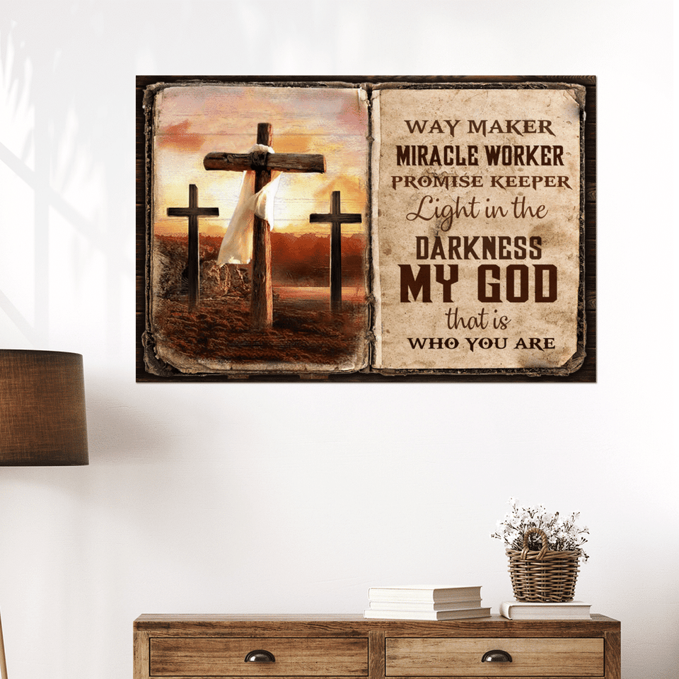 Jesus Cross Way Maker Miracle Worker Promise Keeper - Matte Canvas