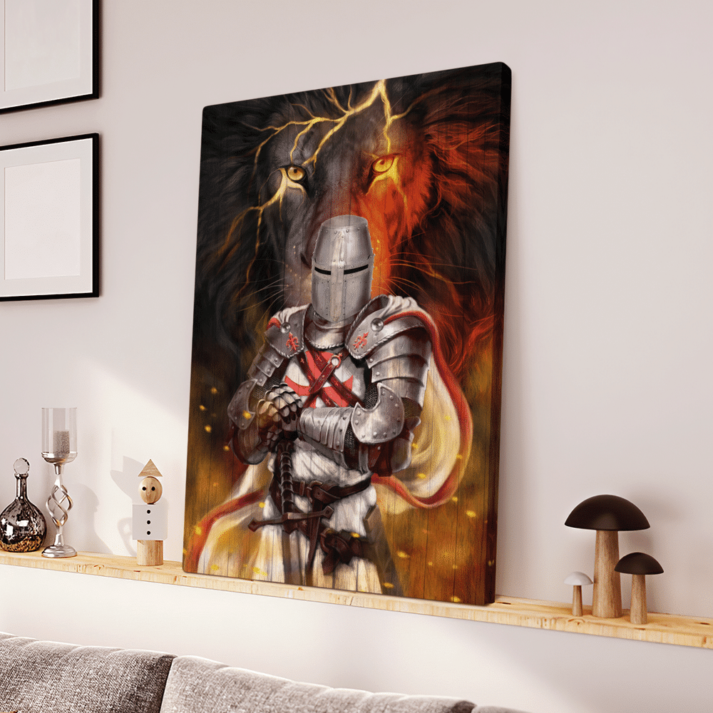 Knight Templar And lion Jesus - Matte Canvas