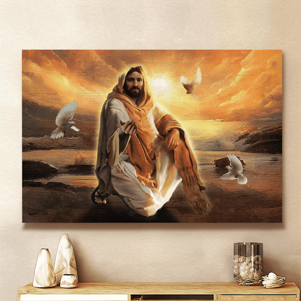Jesus And Dove Give Me Your Hand - Matte Canvas