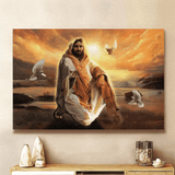 Jesus And Dove Give Me Your Hand - Matte Canvas