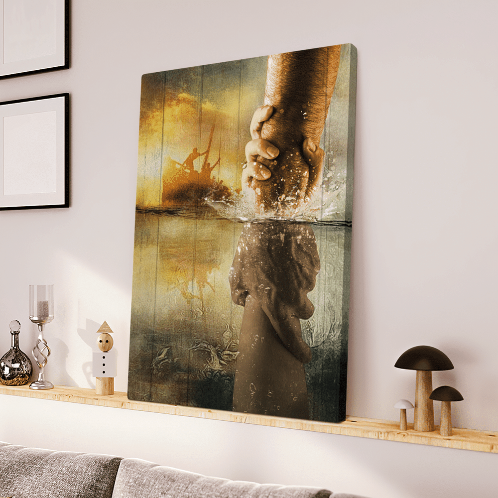 The Hand Of Jesus Ocean Painting Jesus Is Our Savior - Matte Canvas