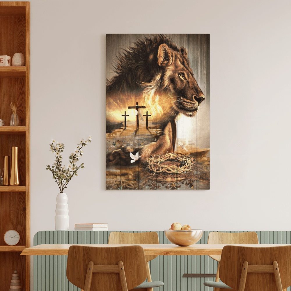 Lion Painting Crow Of Thorns Heaven's Light The King Of All Kings Jesus - Matte Canvas