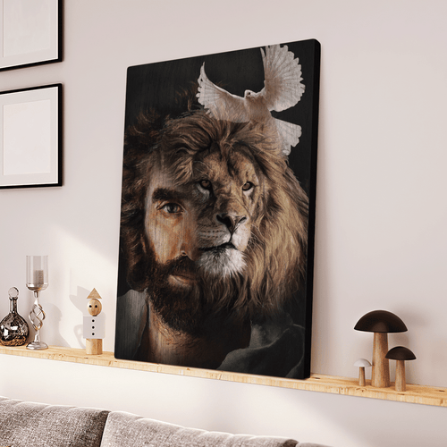 Lion Of Judah, Jesus Painting, Lion And The Dove - Matte Canvas