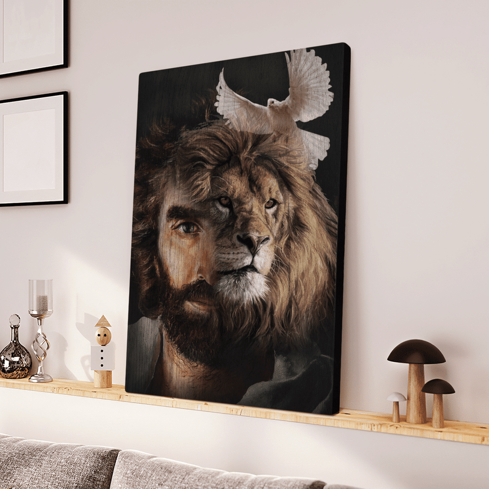 Lion Of Judah, Jesus Painting, Lion And The Dove - Matte Canvas