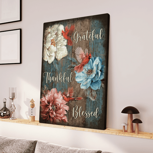 Cardinal Grateful Thankful Blessed Jesus - Matte Canvas