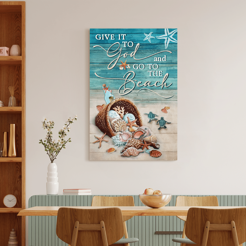 Turtle And Summer Give It To God And Go To The Beach - Matte Canvas