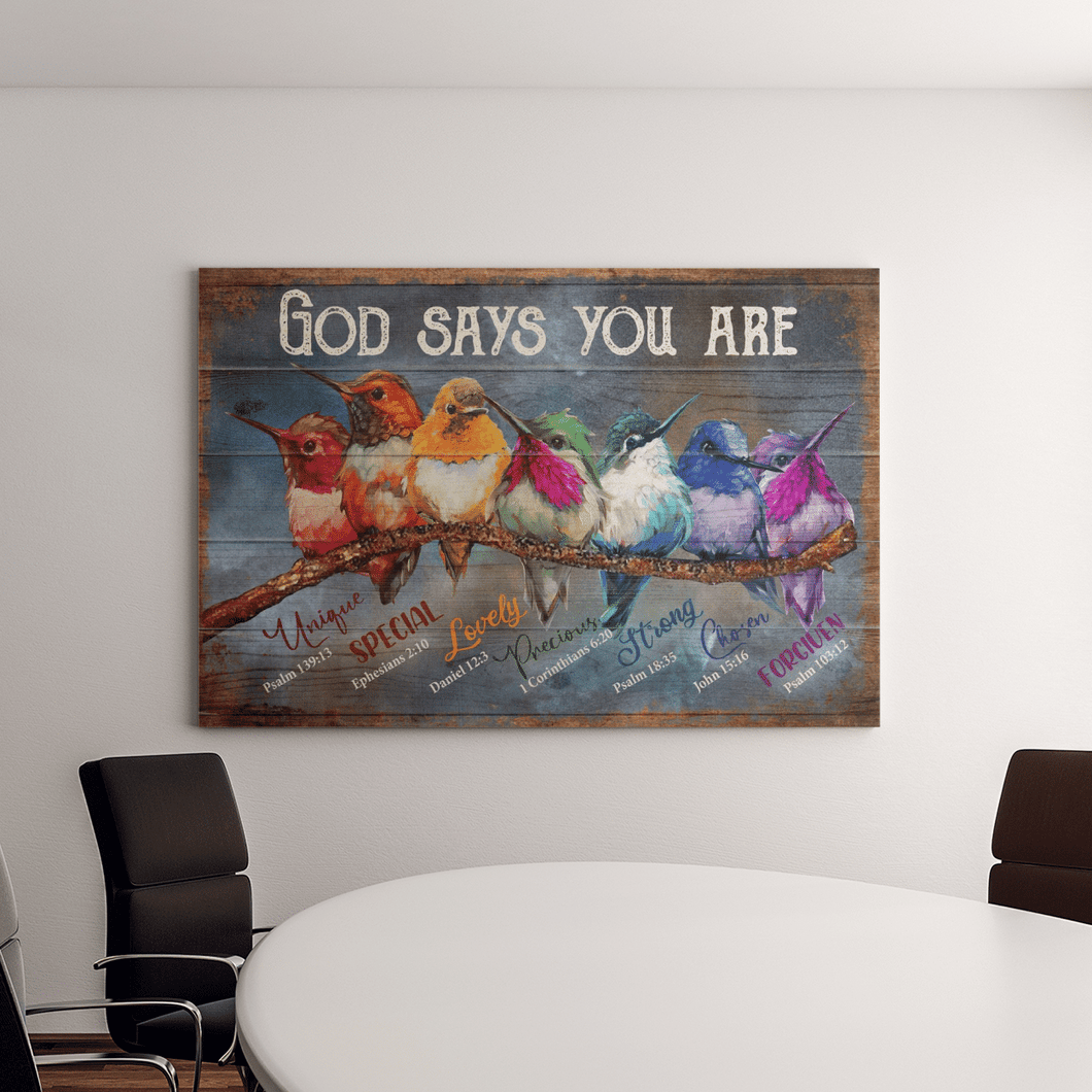Hummingbird God says you are Canvas Wall Art, Wall Decor Visual Art