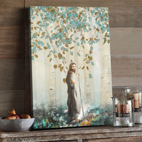 Jesus in heaven's forest Canvas And Poster, Wall Decor Visual Art