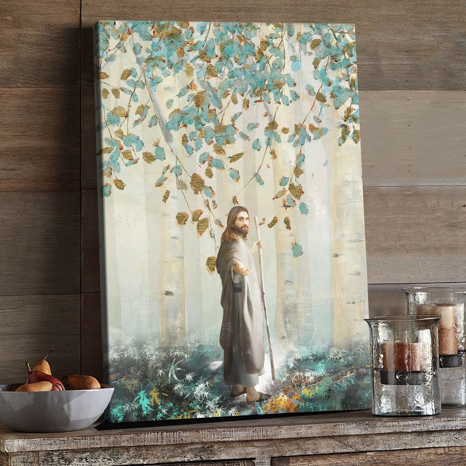 Jesus in heaven's forest Canvas And Poster, Wall Decor Visual Art