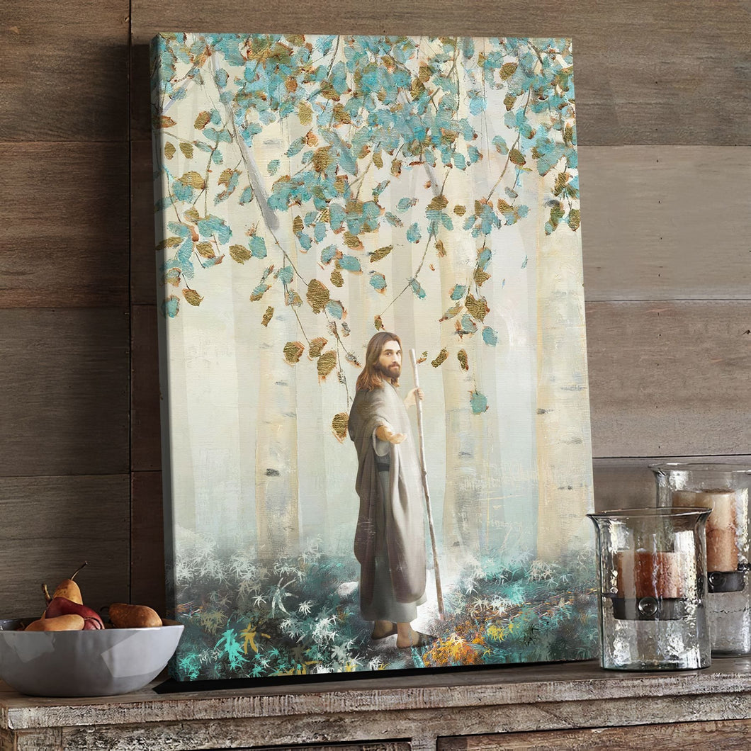 Jesus in heaven's forest Canvas And Poster, Wall Decor Visual Art