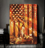 Jesus Walking with the lambs Sunset Flag Canvas And Poster, Wall Decor Visual Art
