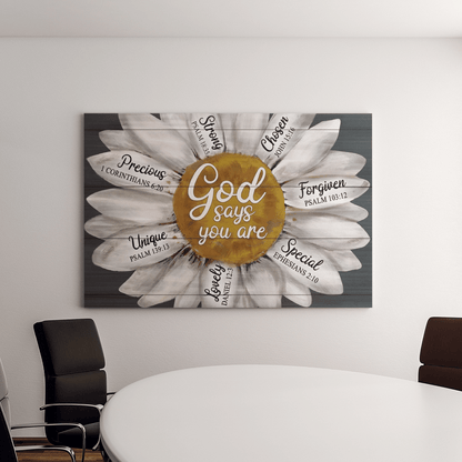 Daisy Flower God says you are Canvas And Poster, Wall Decor Visual Art