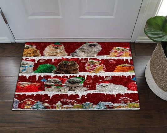 Keeshond Snow Christmas Doormat