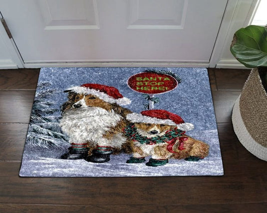 Shetland Sheepdog Christmas Doormat