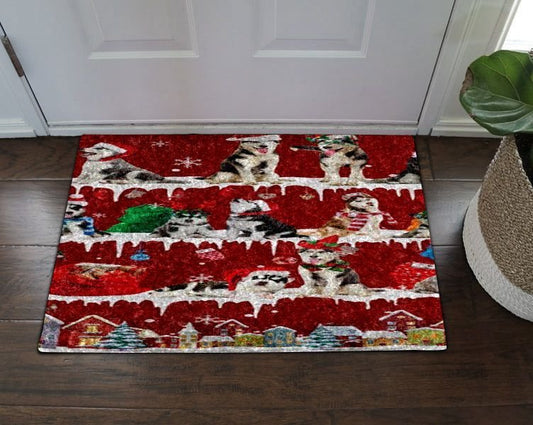 Husky Snow Christmas Doormat
