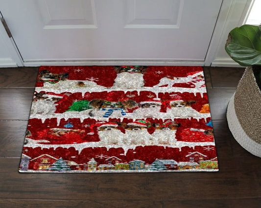 Papillon Snow Christmas Doormat