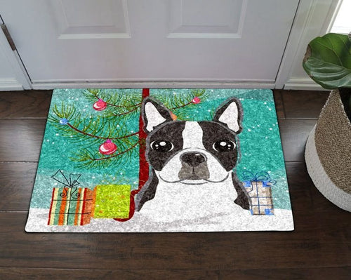 Boston Terrier Christmas Doormat