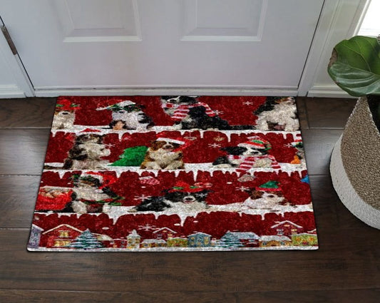 Border Collie Snow Christmas Doormat