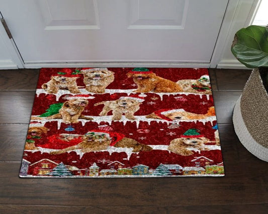 Goldendoodle Snow Christmas Doormat