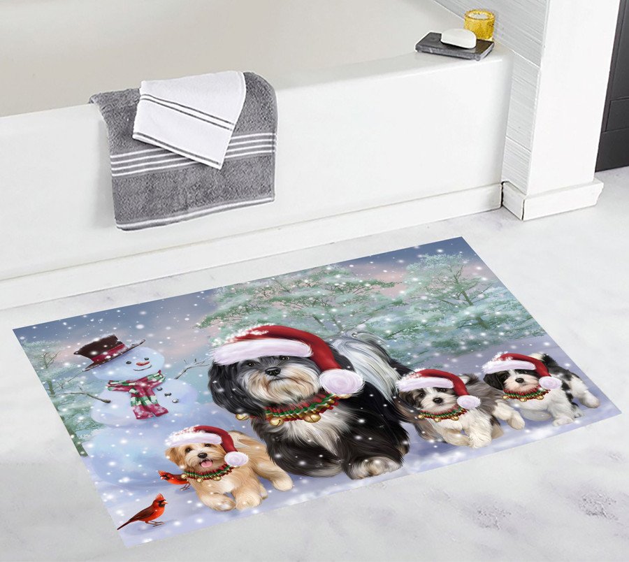 Havanese Christmas Dog Running Doormat