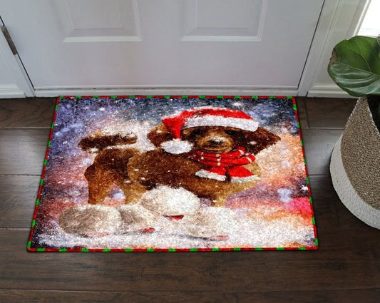 Poodle Christmas Doormat