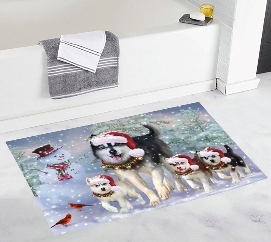 Husky Dog Christmas Running Doormat