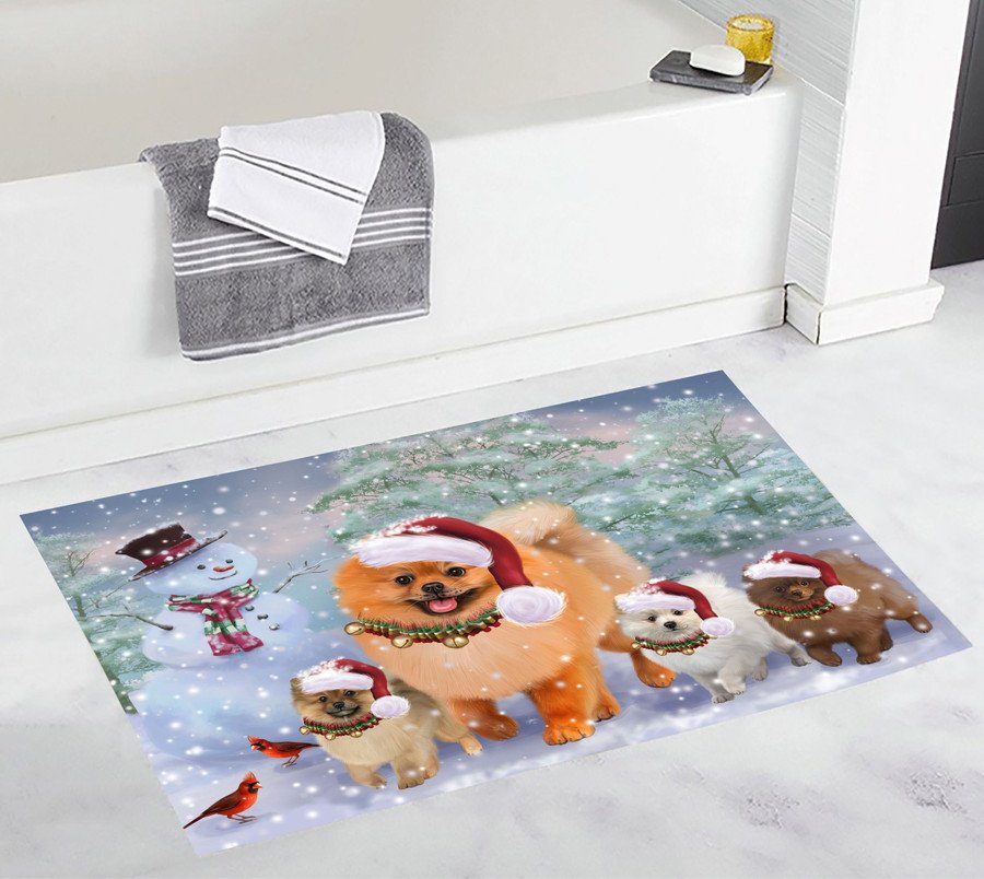 Pomeranians Christmas Dog Running Doormat