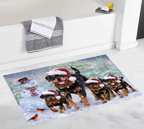 Rottweiler Christmas Dog Running Doormat