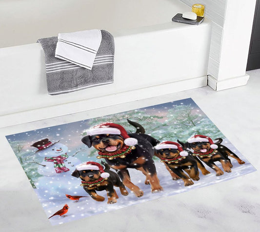 Rottweiler Christmas Dog Running Doormat