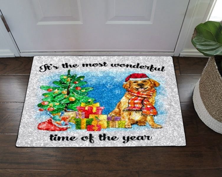 Golden Retriever Dog Christmas Doormat