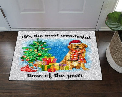 Golden Retriever Dog Christmas Doormat