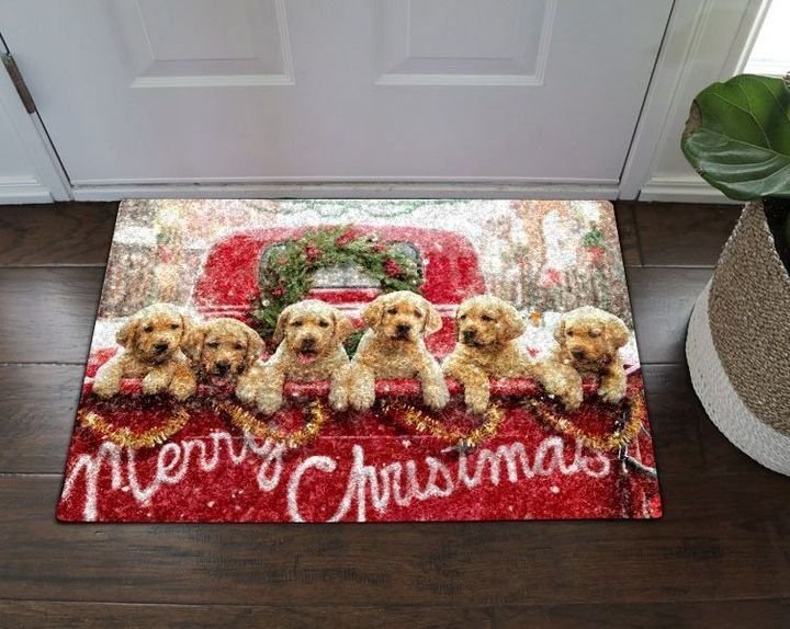 Golden Retriever Puppy Christmas Doormat